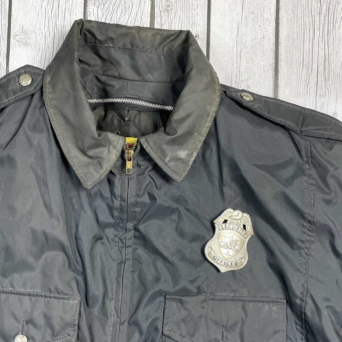 Vintage 1980s Security Guard Officer Jacket with Badge Spartan 