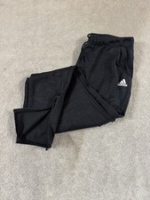 Adidas Pants Medium Heather Black Joggers Ankle Zip Pockets Logo Stretch Women M