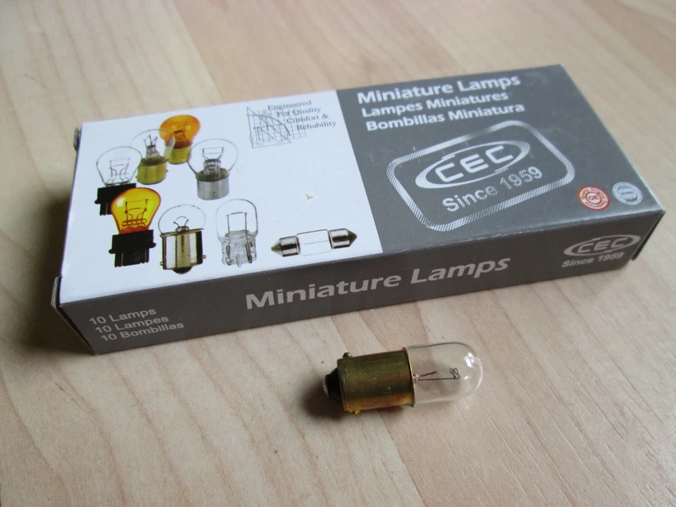 (10) CEC 7,500hr Light Bulbs BA9s Bayonet 12V 5W Incandescent Instrument #E46H - Image 2 of 4