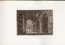  INTERNO S. PIETRO AL VATICANO di   COTTAFAVI , grande incisione su rame , 1840