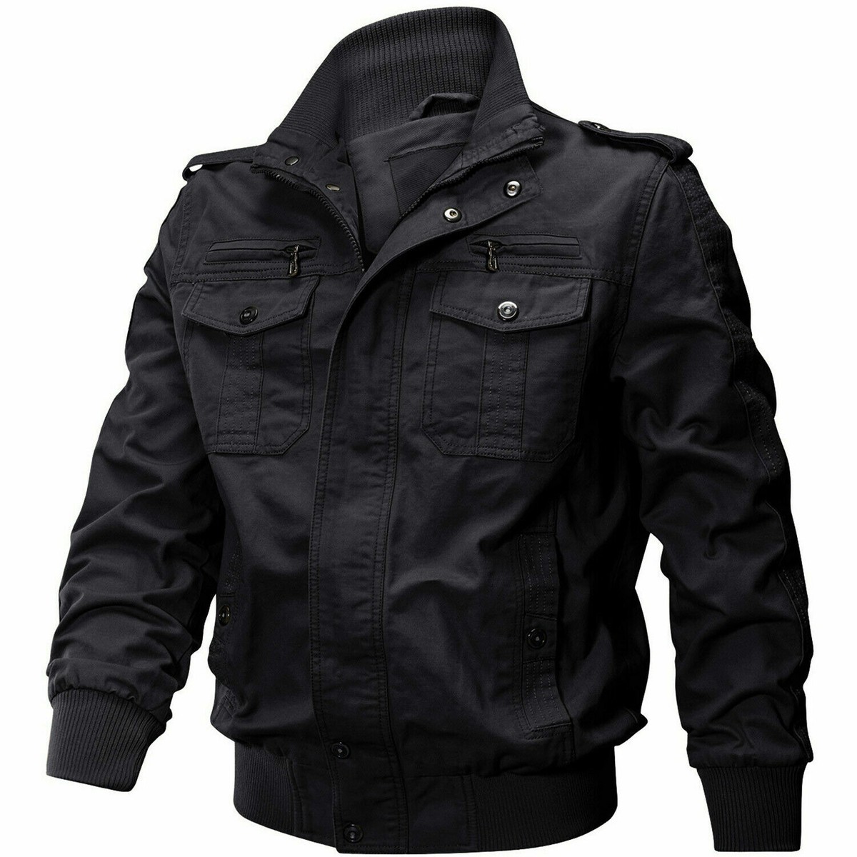 Mens MA-1 Bomber Jacket Military Cargo Jacket Pilot Flight Coats