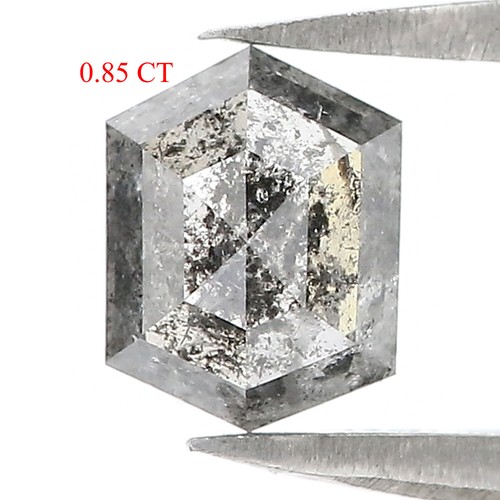 0.85 CT Natural Loose Hexagon Cut Diamond 6.55 MM Salt And Pepper Diamond LQ3076 - Picture 2 of 8
