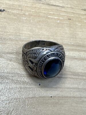 Vintage US Air Force Sterling Silver Men's Ring w Blue Stone 10.38g Size 10 Y625 | eBay Vintage US Air Force Sterling Silver Men's Ring w Blue Stone 10.38g Size 10 Y625 | eBay