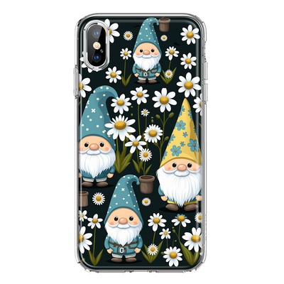 For Apple iPhone XS Max Shockproof Hybrid Case, Cute White Daisies Gnome