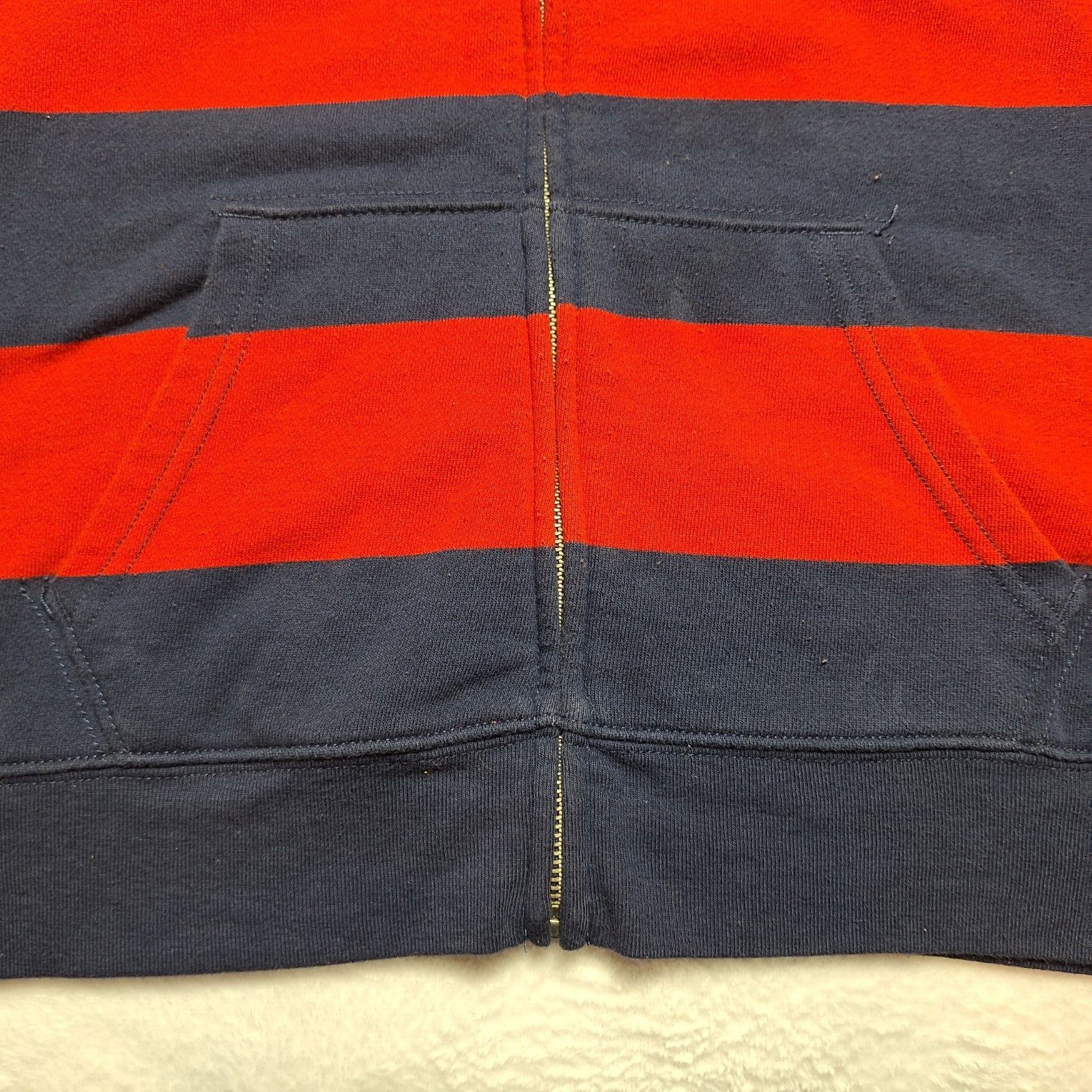 Felpa con cappuccio e zip POLO Ralph Lauren Youth taglia 14 16 rossa blu a righe big pony