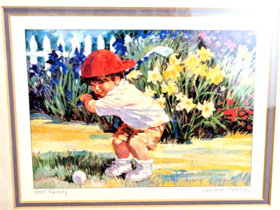 Get Ready Art Print by Corinne Hartley Glass Framed Little Boy