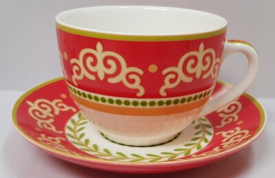 Maxwell & Williams Vivacious Red Porcelain Cup Saucer Claire Chilcot Design 2012
