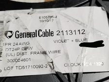 General Cable DT Spec 5009 24/1P Tight Twist CAT5 Frame Wire Blue/Violet /250ft