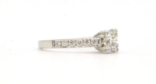 JABEL Platinum .80CT Brilliant Cut Diamond Solitaire & Accents Engagement Ring - Picture 4 of 16