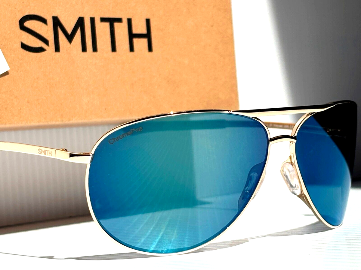 Smith optic serpico 2.0 gold/blue mirror lens NEW Smith Optics SERPICO 2 Shiny Gold ChromaPop POLARIZED  main image 2