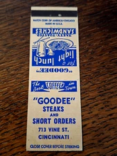 Vintage Matchbook: Goodee System Steaks & Short Orders, Cincinnati, OH