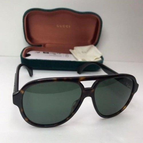 Original Gucci GG0463S Men's Aviator Sunglasses, Brown/Green Men Green Gucci Su