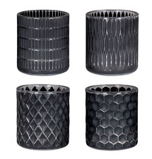 Teelichthalter Set Schwarz Glas Windlicht Tischdeko Kerzenhalter Kerzen Deko