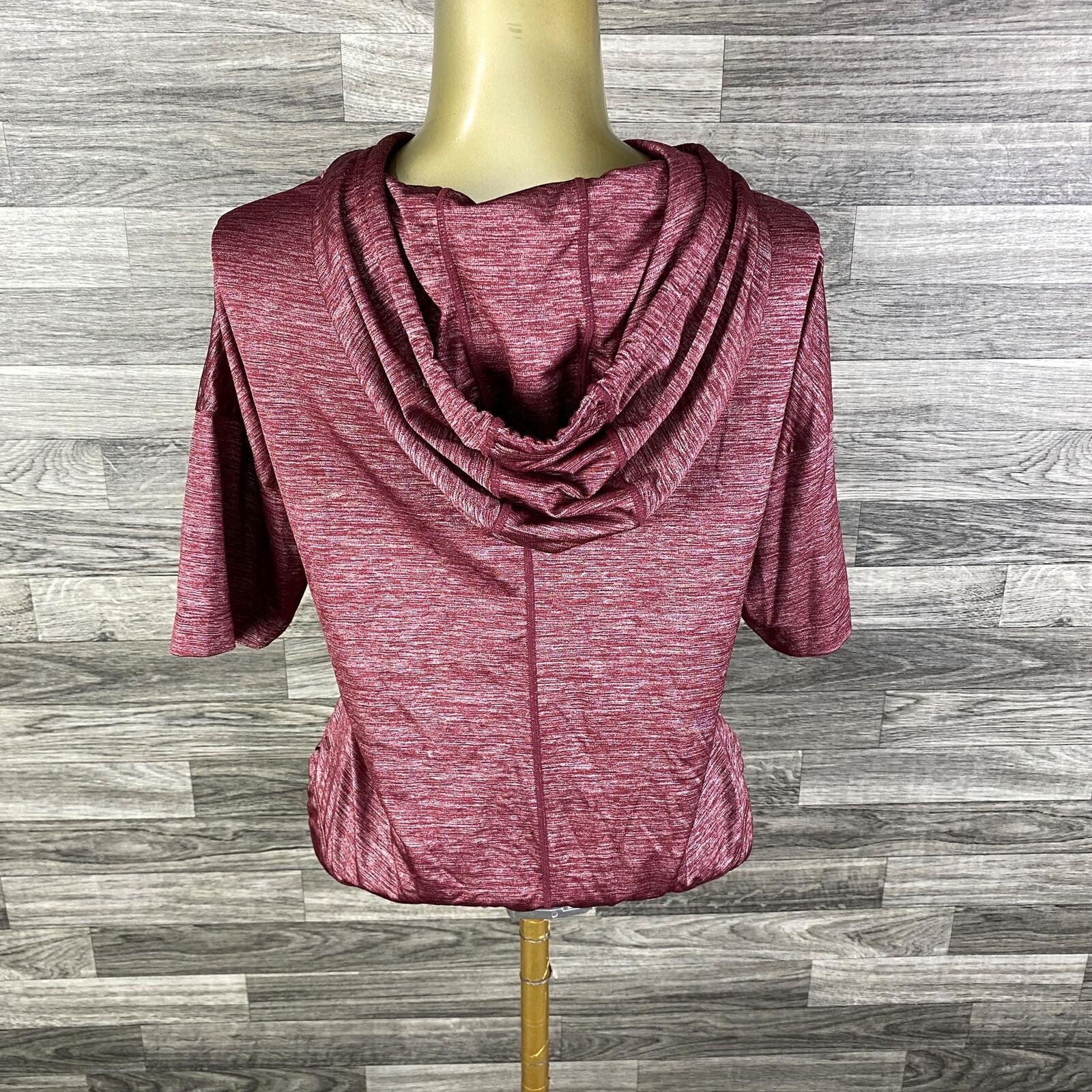 FABLETICS Drawstring Tie Short Sleeve Maroon Stre… - image 2