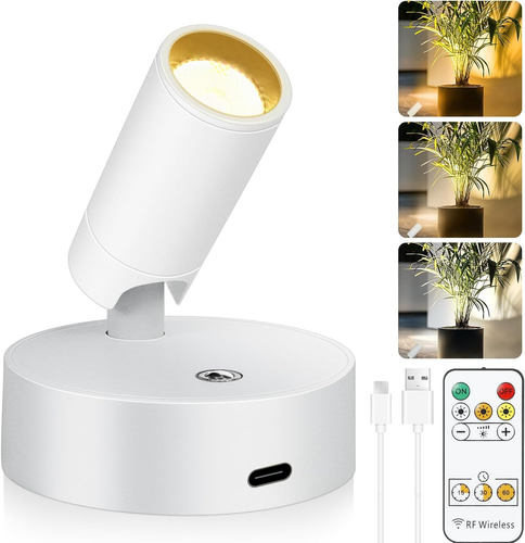 Wireless LED Spot Lights Indoor Battery Operated with Remote, Rechargeable up Li
