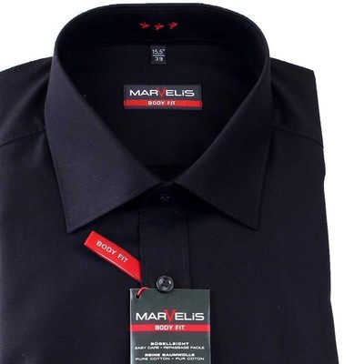 MARVELIS Hemd BODY FIT für sehr schlanke Herren uni langarm