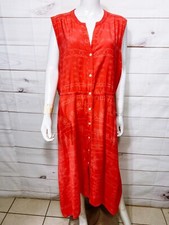 Gap Womens Dress Size XL Red Floral Button Up Pockets Sleeveless