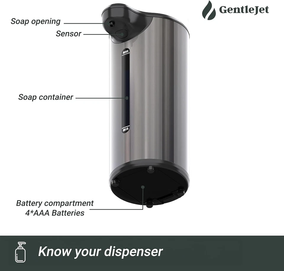 280ml Stainless Auto Handsfree Sensor Touchless Soap Dispenser Kitchen Bathroom - Image 3 of 4