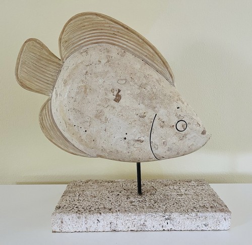 Maitland-Smith Tessellated Stone & Coral Fish Sculpture - Picture 4 of 10