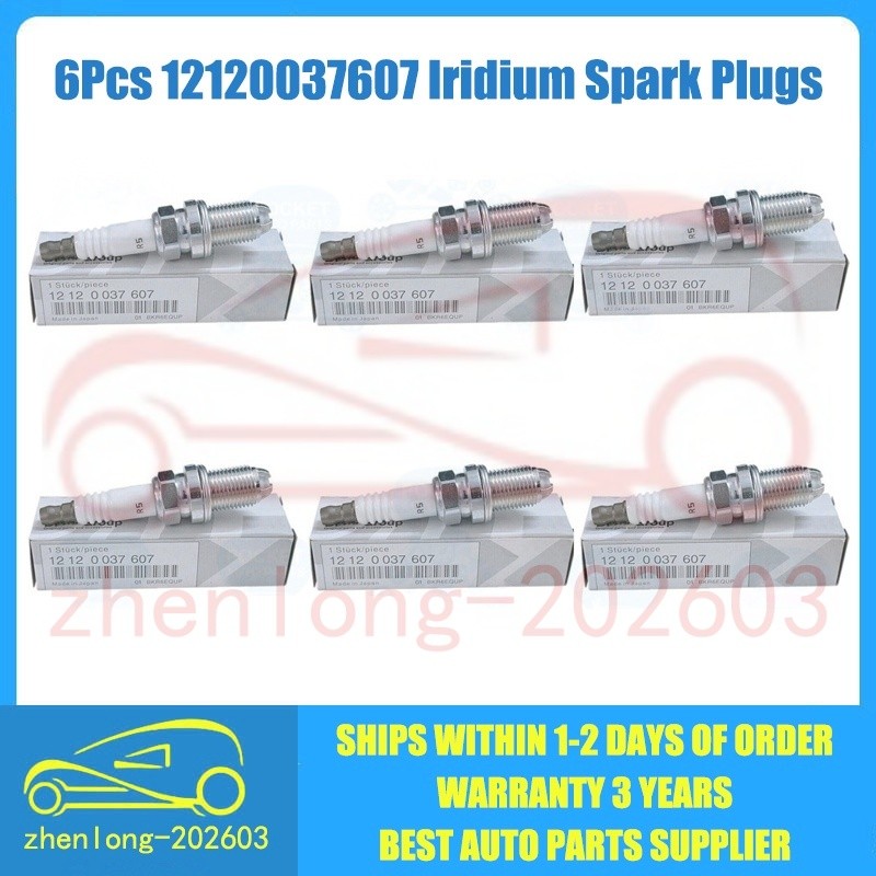6Pcs 12120037607 Iridium Spark Plugs Fits BMW E46 325i 330i E39 525i E66 760Li