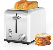 Simple Deluxe 2-Slice Toaster, Stainless Steel 6 Browning White 