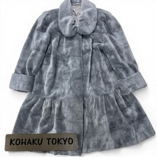 Vintage Gray Mink Fur Long Coat Flared Pleated Hem One Size