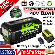 For Ryobi 40 Volt Battery OP4050 OP4060 OP4030 8000mAh Lithium Battery/Charger
