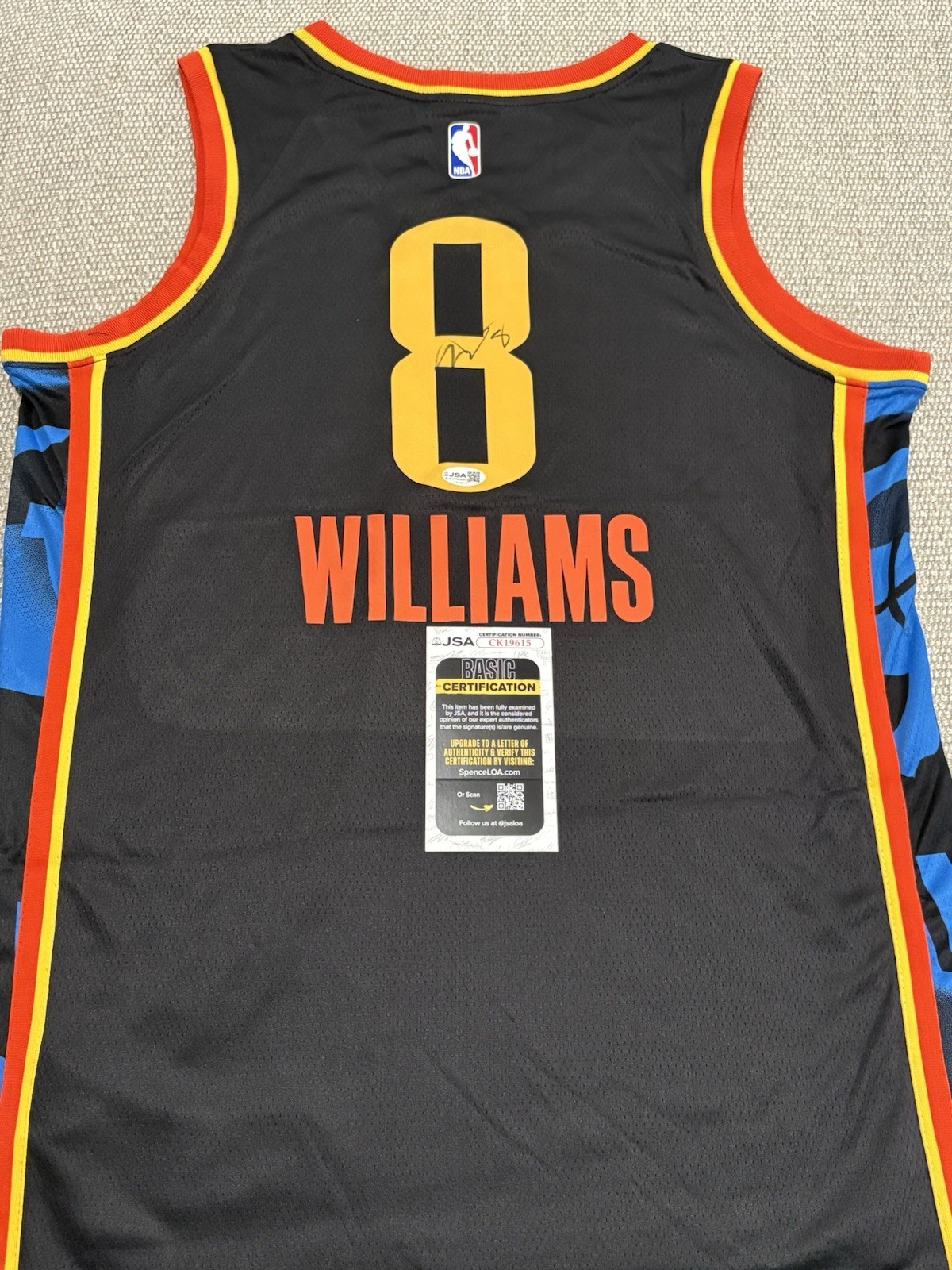 JSA COA JALEN WILLIAMS Signed Autographed Oklahoma City Thunder OKC Jersey 