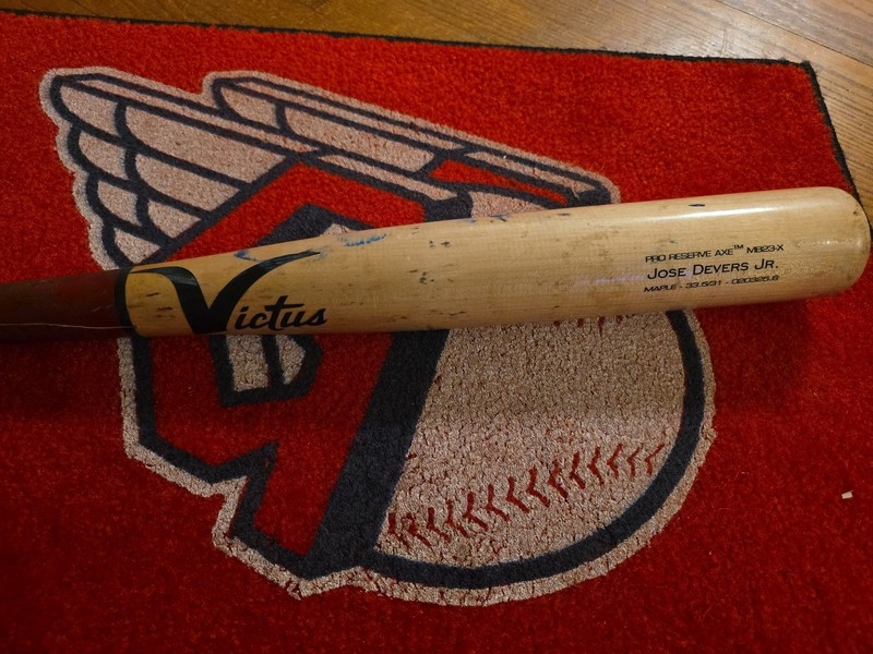 Jose Devers JR Game Used Victus Bat CLE. GUARDS/Lake County Cap. Bad Break. Axe