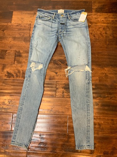 Fear of God Sixth Collection Blue Light Wash Denim Slim Leg Jeans, Size 30
