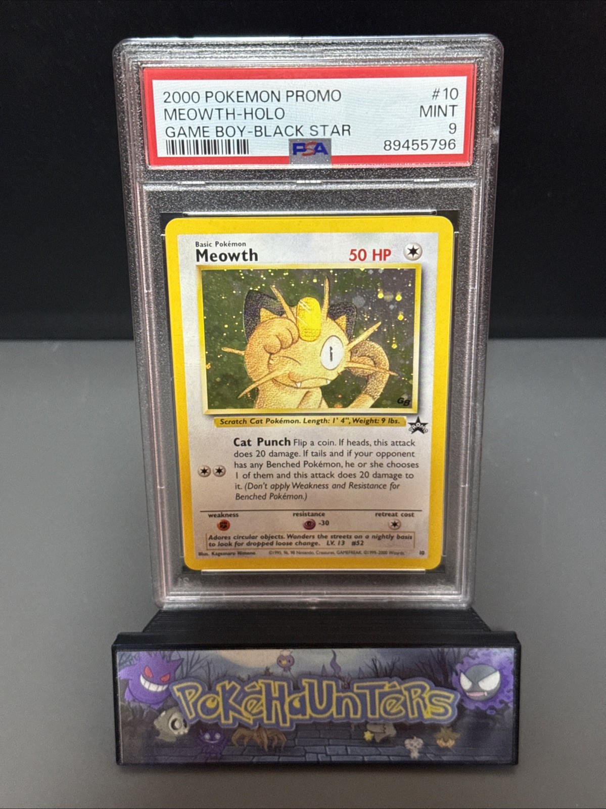 Pokemon Card Meowth 10 Game Boy WOTC Black Star Holo Promo PSA 9 MINT