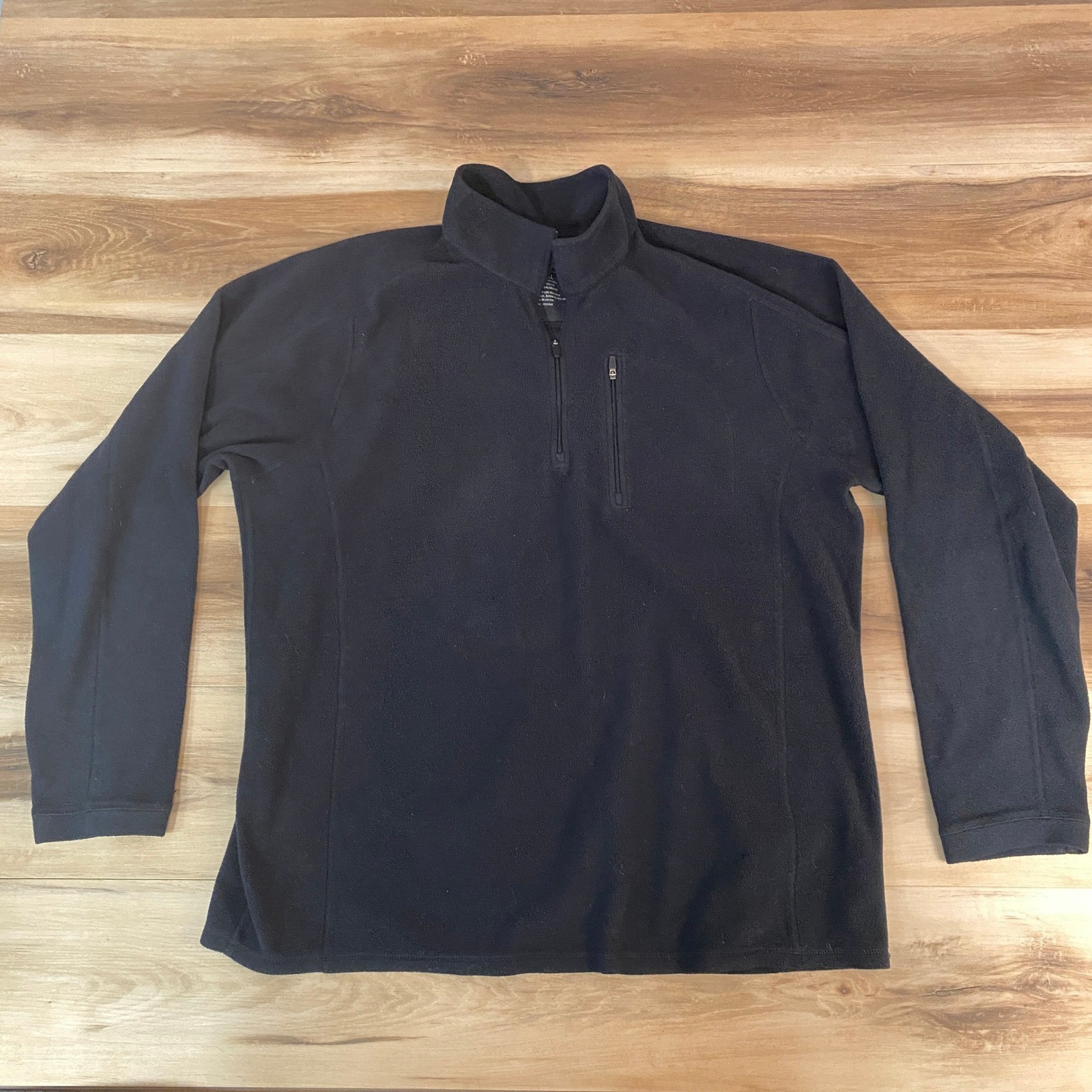 LL Bean Mens XL Tall Black Trail Fleece Quarter Zip Pullover Sweater 280963