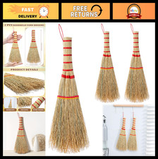 Handmade Corn Whisk Broom Set - 12" Small Brush for Indoor/Outdoor Cleaning