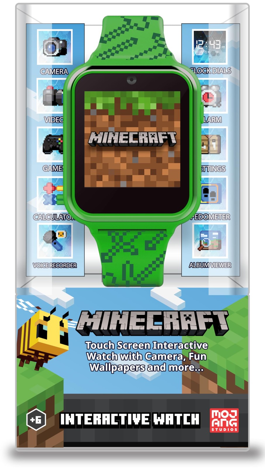 Minecraft Kids Smart Watch – Touchscreen Interactive Watch with 10 Customizable