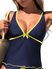 ZAFUL Women's Tankini Tummy Control Bow Two Piece Bathing Suit