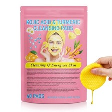 Turmeric Kojic Acid Cleansing Pads, 40 Counts Turmeric Face Scrub Pads, Enriched