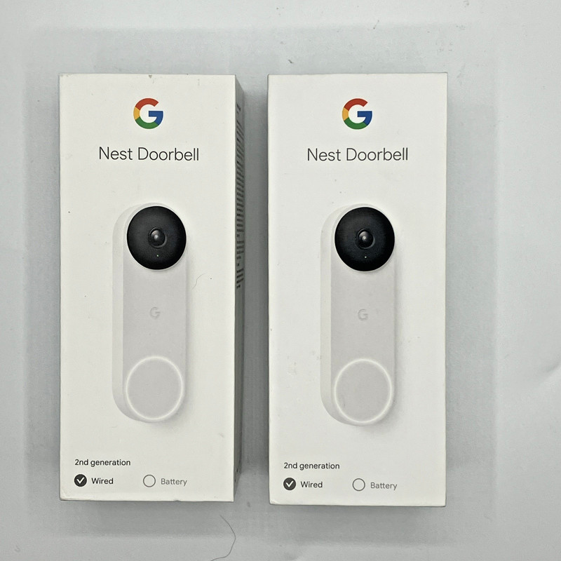 Lot Of 2 Google Nest Smart Video Doorbell Wired, 2nd Gen Snow White-Not Tested