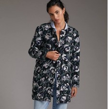 New Anthropologie Floral Embroidered Coat by Hutch 260 X-SMALL Blue