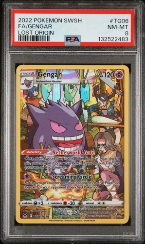 2022 POKEMON SWORD & SHIELD LOST ORIGIN #TG06 FULL ART/GENGAR PSA 8
