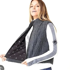 KRIMSON KLOVER Cableknit Lambswool Lined Full-Zip Vest