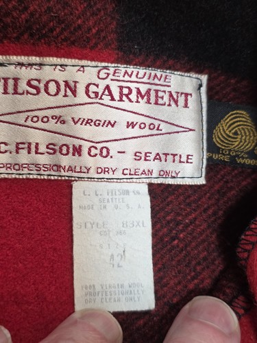 🚨 Vintage 1980s-90s C.C. FILSON Double MACKINAW Cruiser Hunting Coat ~... - Picture 21 of 23