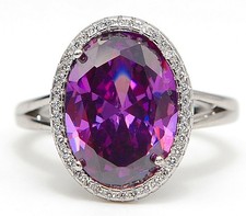 3CT Amethyst  White Topaz 925 Solid Sterling Silver Ring Sz 7 MK1-1