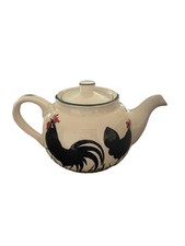 Griselda Hill Pottery Wemyss Ware Hand Painted Black Cockerel & Chicken Teapot 