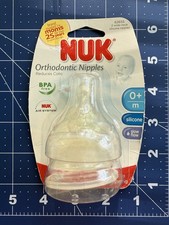 NUK Orthodontic 2pc Wide Neck Slow Flow Silicone Nipples 0mo Sz. 1 Germany 2010