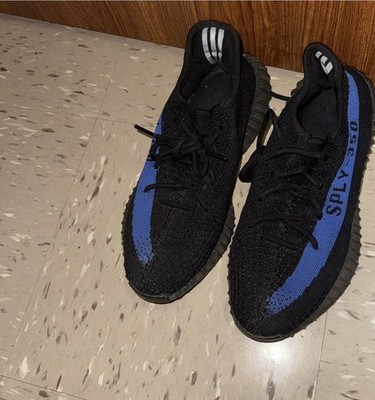 adidas Yeezy Boost 350 V2 Black Blue Men's Low Top Sneakers Athletic Shoes