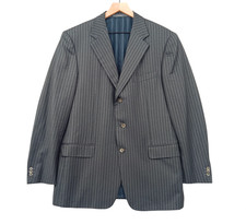 Ermenegildo Zegna Trofeo Blazer Mens 44"x31" Tag 52R Grey Striped Wool Italy