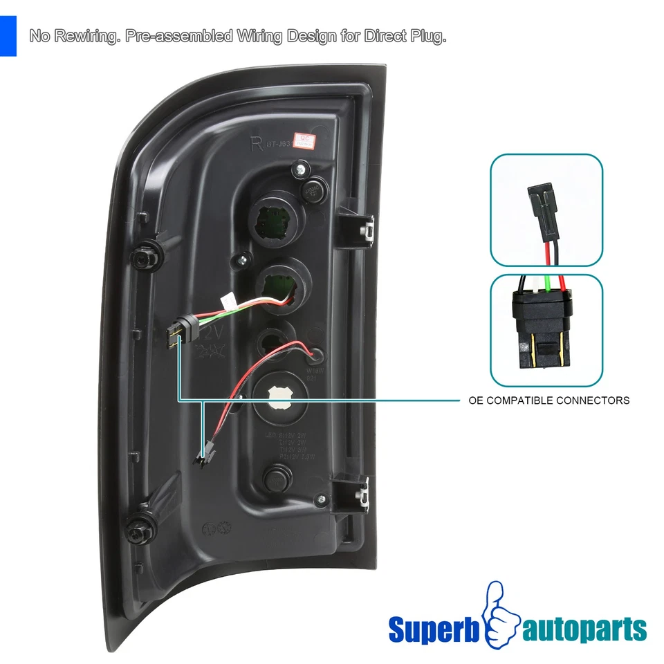 Fits 2014-2018 GMC Sierra 1500 2500HD 3500HD LED Tail Brake Lights Shiny Black Foto 4 de 4