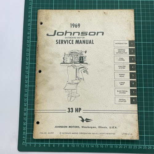 JM-6907 1969 Johnson 33 HP OMC Outboard Service Shop Manual Marine Vintage