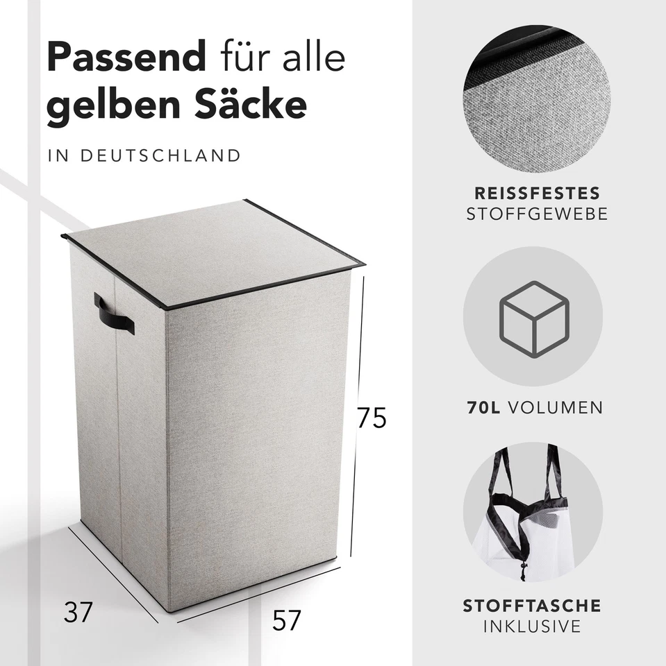 Gelber Sack Ständer 70L – Mülleimer mit Klappdeckel, Grau B-WARE Rückläufer - Bild 4 von 4
