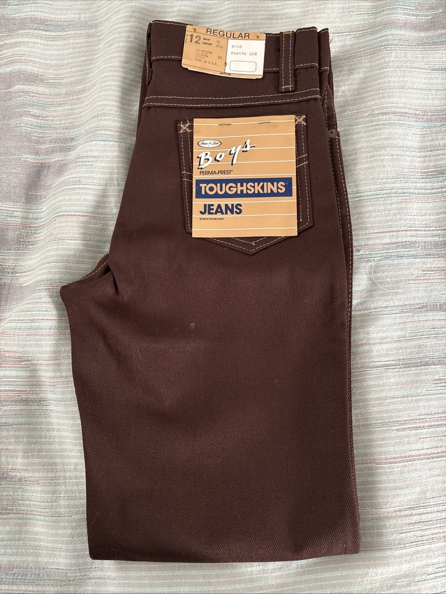 Vintage 70s Sears Toughskins Brown Boys 12 Regular Fit Jeans NWT